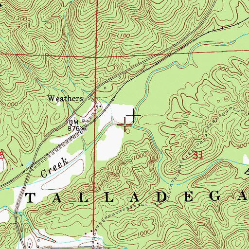 Topographic Map of Buzzard Creek, AL