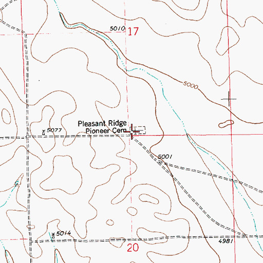Topographic Map of Pleasant Ridge Pioneer Cemetery, WY