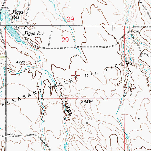 Topographic Map of Pleasant Valley Oil Field, WY