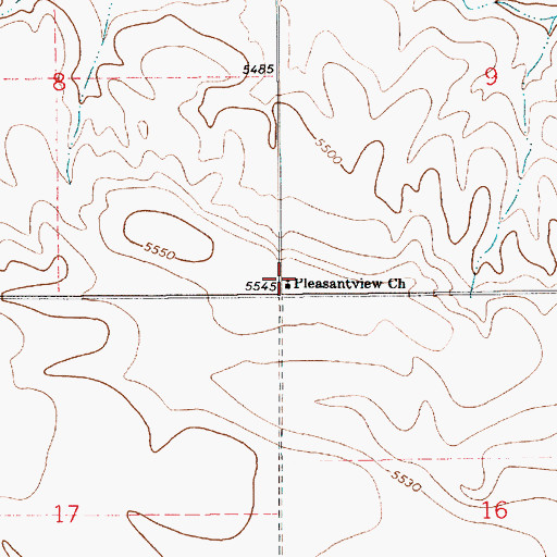 Topographic Map of Pleasantview Church, WY