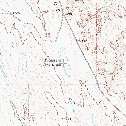 Topographic Map of Ploessers Dry Lake, WY