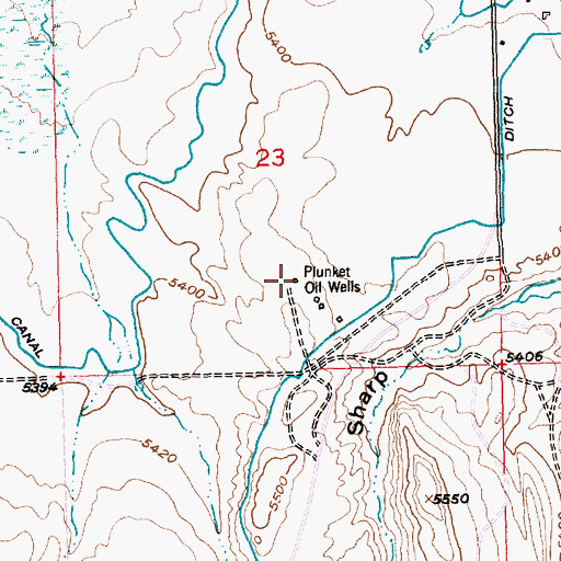 Topographic Map of Plunket Oil Wells, WY