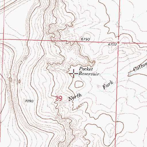 Topographic Map of Pocket Reservoir, WY