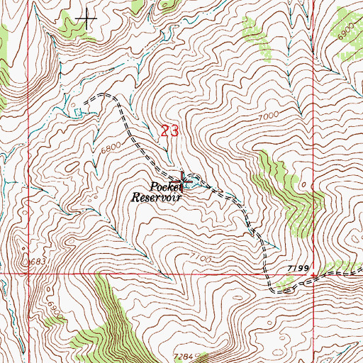 Topographic Map of Pocket Reservoir, WY