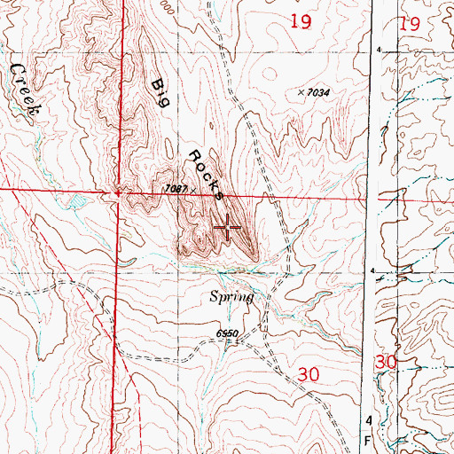 Topographic Map of Big Rocks, WY