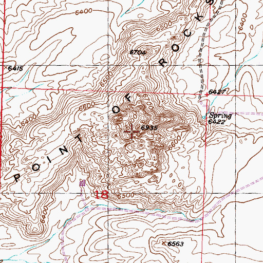 Topographic Map of Point of Rocks, WY