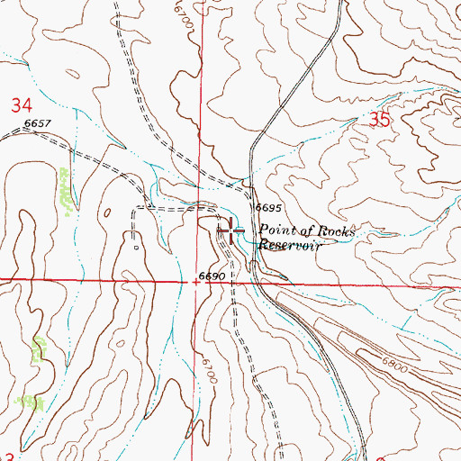Topographic Map of Point of Rocks Reservoir, WY