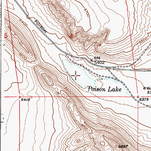 Topographic Map of Poison Lake, WY