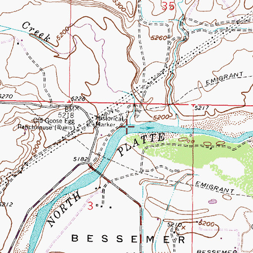 Topographic Map of Poison Spider Creek, WY