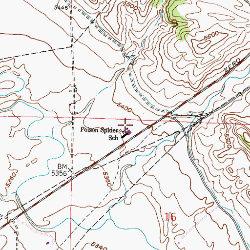 Topographic Map of Poison Spider Elementary School, WY