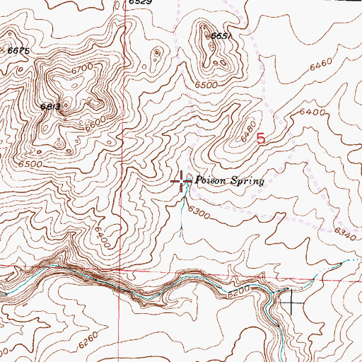 Topographic Map of Poison Spring, WY