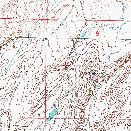 Topographic Map of Poison Spring Creek, WY