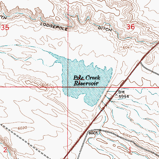 Topographic Map of Pole Creek Reservoir, WY