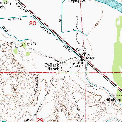 Topographic Map of Pollack Ranch, WY