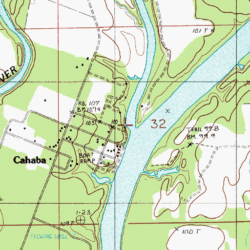 Topographic Map of Cahaba River, AL