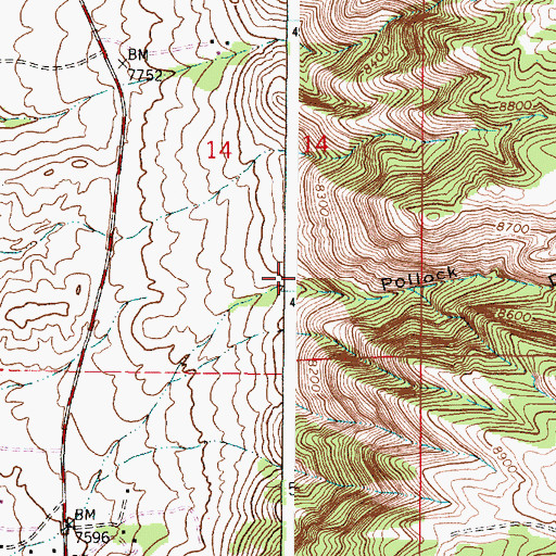 Topographic Map of Pollock Draw, WY