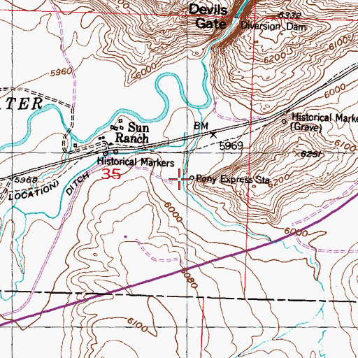Topographic Map of Pony Express Station, WY