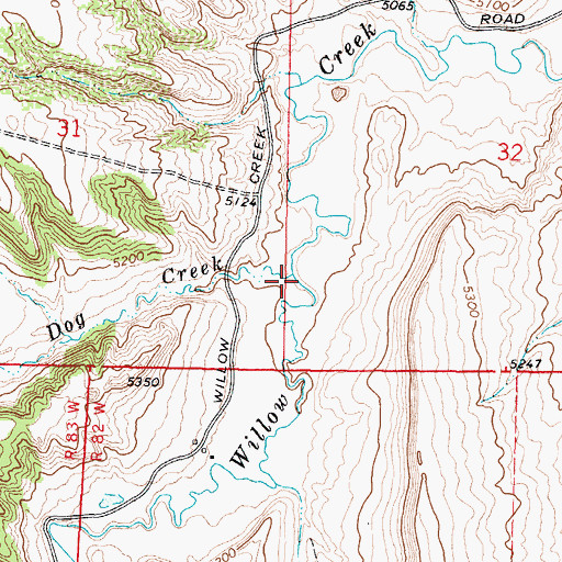 Topographic Map of Poodle Dog Creek, WY