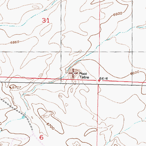 Topographic Map of Pool Table, WY
