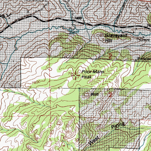 Topographic Map of Poor Mans Peak, WY