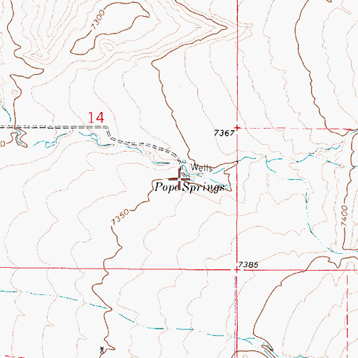 Topographic Map of Pope Springs, WY