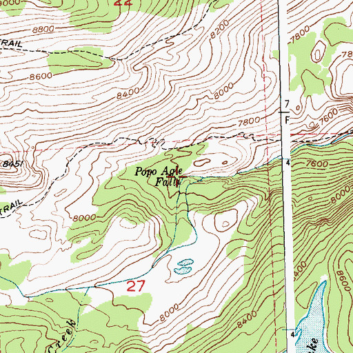 Topographic Map of Popo Agie Falls, WY