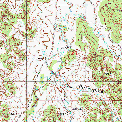 Topographic Map of Porcupine Creek, WY