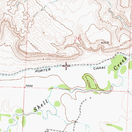 Topographic Map of Porter Canal, WY