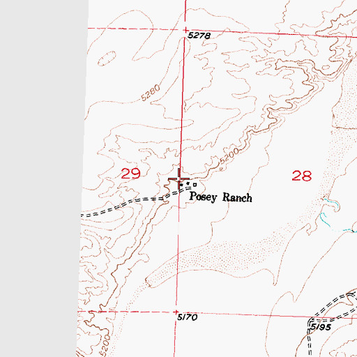 Topographic Map of Posey Ranch, WY