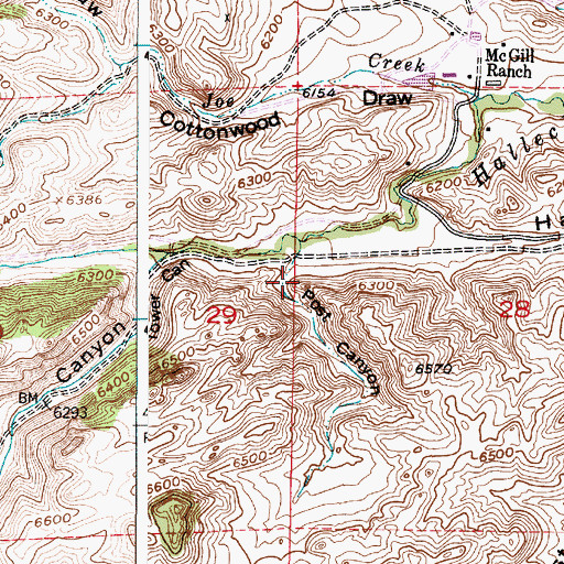 Topographic Map of Post Canyon, WY