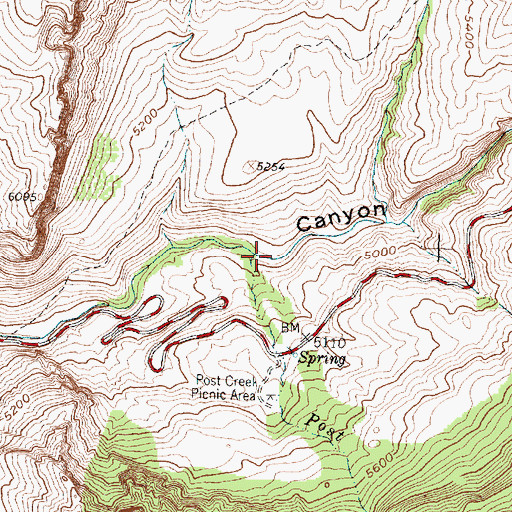 Topographic Map of Post Creek, WY