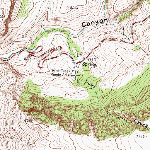 Topographic Map of Post Creek Picnic Area, WY