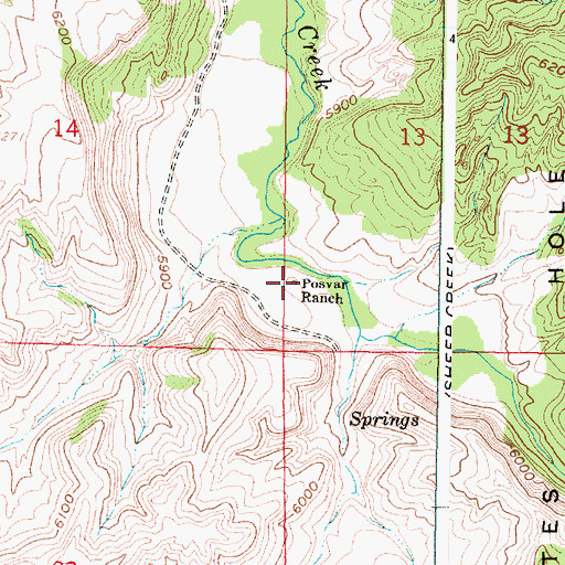 Topographic Map of Posvar Ranch, WY