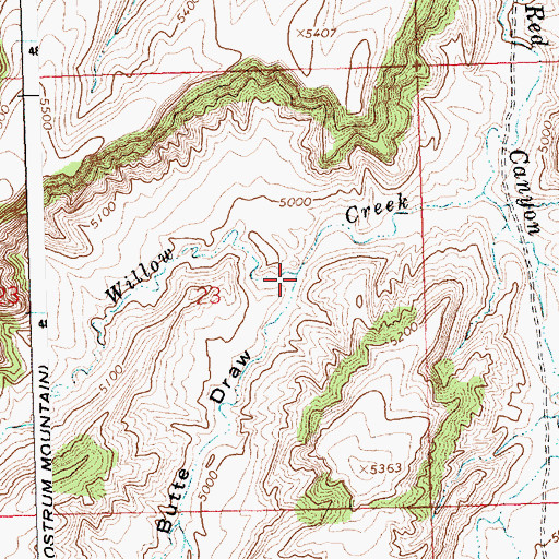 Topographic Map of Potato Butte Draw, WY