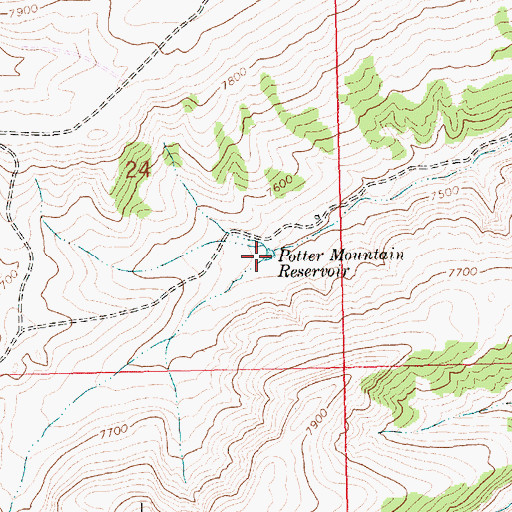 Topographic Map of Potter Mountain Reservoir, WY
