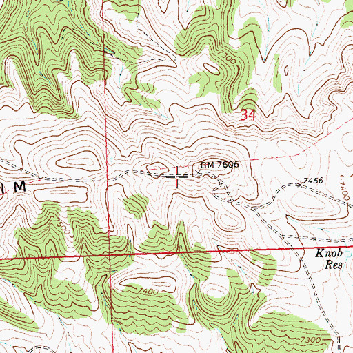 Topographic Map of Powder Rim, WY