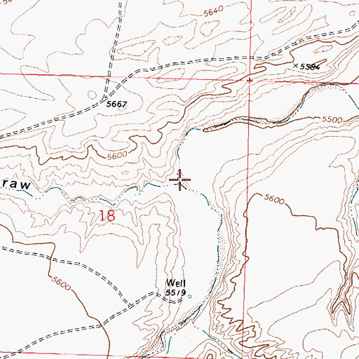 Topographic Map of Powder River Draw, WY