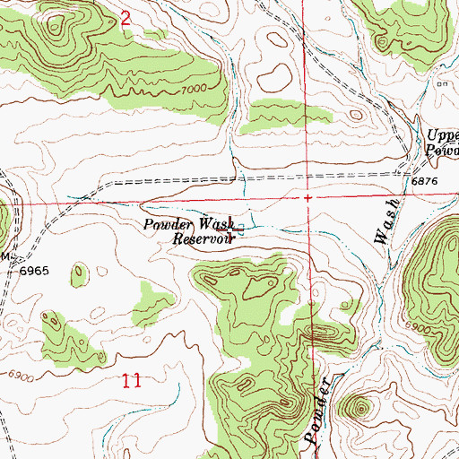 Topographic Map of Powder Wash Reservoir, WY
