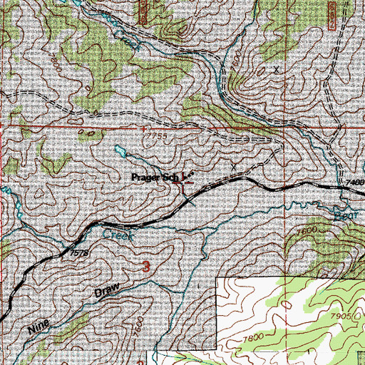 Topographic Map of Prager School, WY