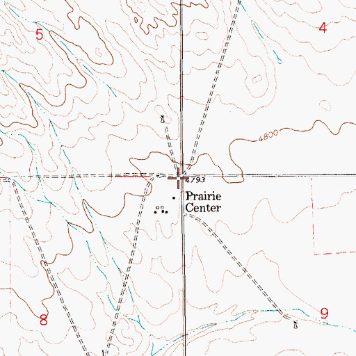 Topographic Map of Prairie Center, WY