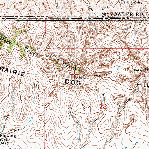 Topographic Map of Prairie Dog Hills, WY