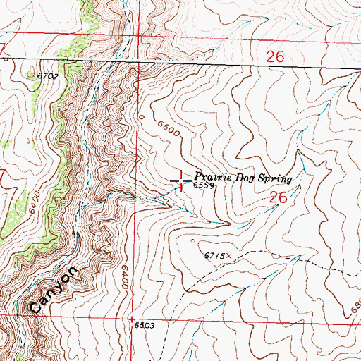 Topographic Map of Prairie Dog Spring, WY