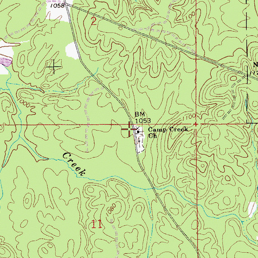 Topographic Map of Camp Creek Baptist Church, AL