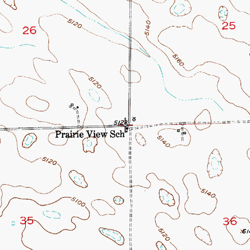 Topographic Map of Prairie View School, WY