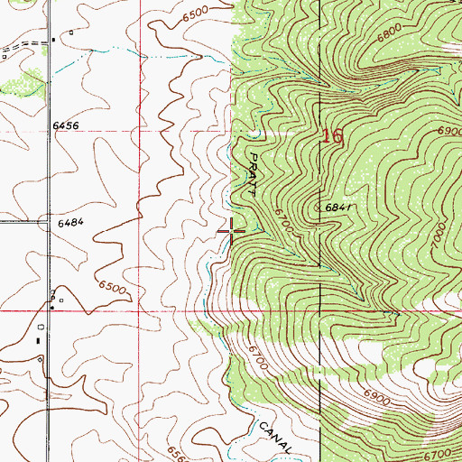 Topographic Map of Pratt Canal, WY