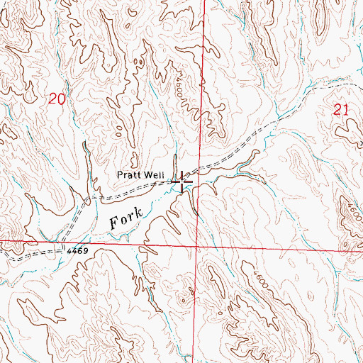 Topographic Map of Pratt Well, WY