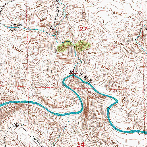 Topographic Map of Preemption Creek, WY