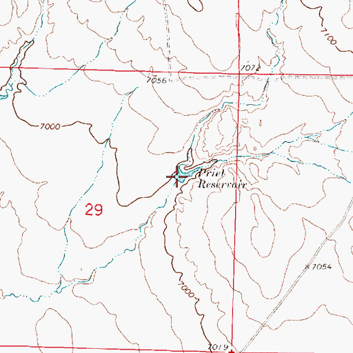 Topographic Map of Priet Reservoir, WY