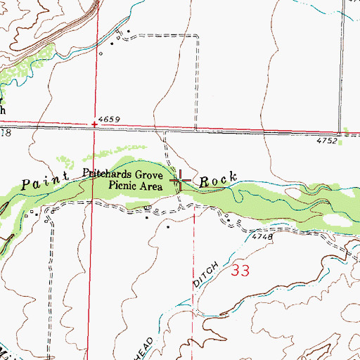 Topographic Map of Pritchards Grove Picnic Area, WY