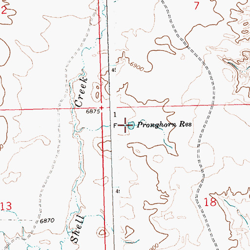 Topographic Map of Pronghorn Reservoir, WY